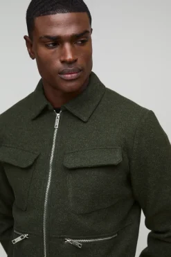 Coupe régulière, détails de poche, allure Harrington en laine