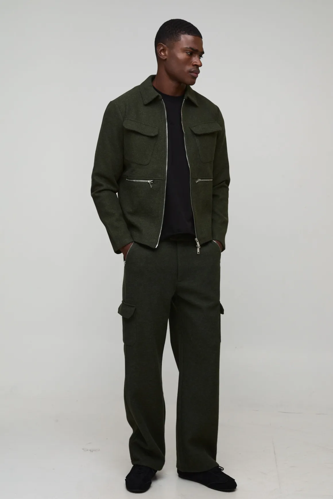Coupe régulière, détails de poche, allure Harrington en laine