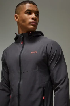 boohooMAN Coupe-vent Homme À Logo Néon Fluo Active<Femme Manteaux Et Vestes|Vestes