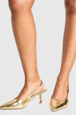 boohoo Court slingback à talon aiguille bas et ajustement large< Chaussures Festives|Chaussures À Talons