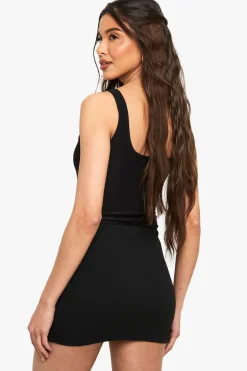 Crepe Button Detail Wrap Mini Skirt