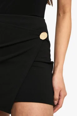 Crepe Button Detail Wrap Mini Skirt