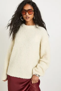 boohoo Crew Neck Boucle Jumper<Femme Pulls Et Gilets|Toutes Les Mailles