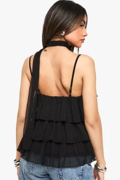 boohoo Crinkle Chiffon Ruffle Scarf Cami<Femme Tops
