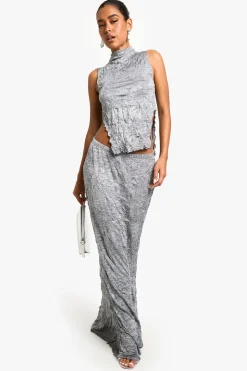 Crinkle Marl Haut Asymétrique Sans Manches