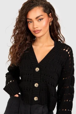 Crochet Button Through Crop Cardigan