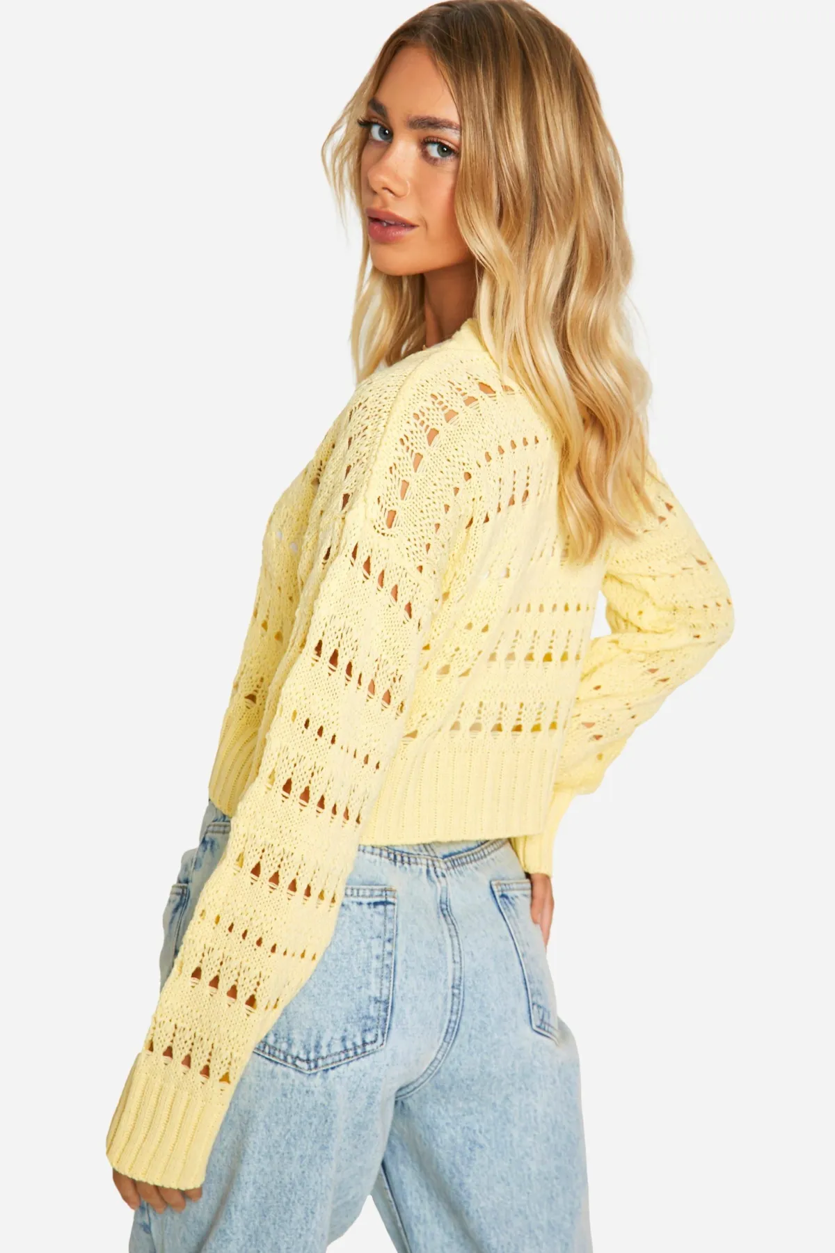 boohoo Crochet Button Through Crop Cardigan<Femme Pulls Et Gilets|Toutes Les Mailles