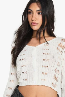 Crochet Cardigan à Manches Volantées