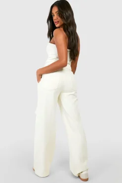 Crochet Mix Belted Wide Leg Jeans