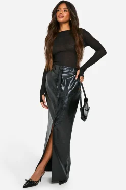 boohoo Croc synthétique Jupe Maxi à Fente Frontale<Femme Jupes|Jupes
