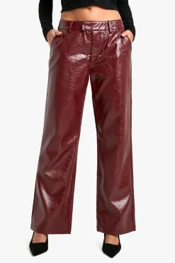 Croc synthétique Pantalon taille basse coupe droite