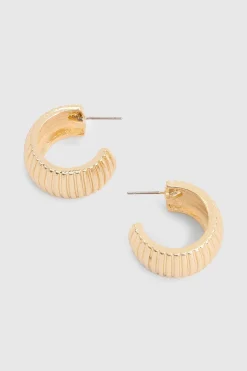boohoo Créoles Épaisses À Texture Striée< Boucles D'Oreilles