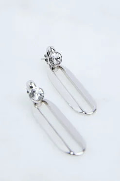 KarenMillen Créoles pendantes à ellipse en cristal européen faites à la main< Boucles D'Oreilles