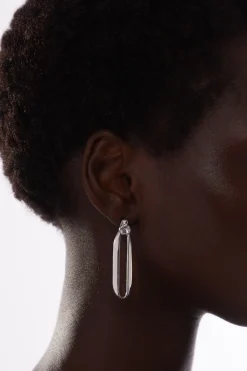 KarenMillen Créoles pendantes à ellipse en cristal européen faites à la main< Boucles D'Oreilles