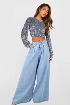Crop à sequins avec dos noué