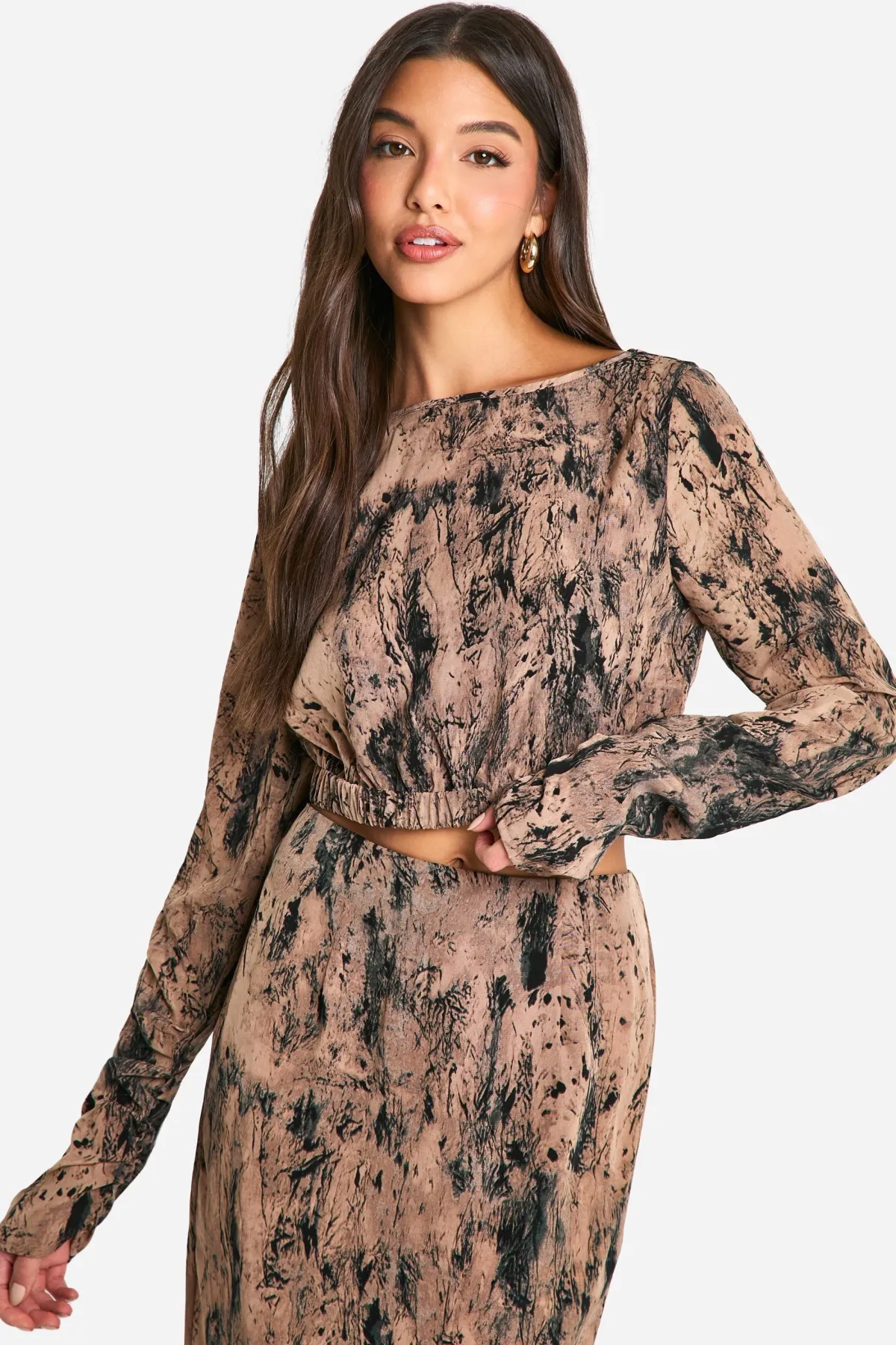boohoo Crop tissé tie-dye tonal à coupe décontractée<Femme Tops