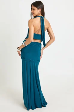 Crop Top Col Licou Avec Bordure Dorée