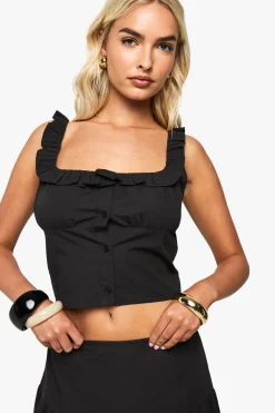 boohoo Crop Top court Down en popeline de coton<Femme Tops