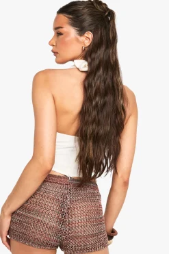 Crop top court à drapé effet lin