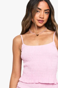 Crop top court en popeline de coton froncé