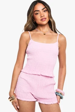 Crop top court en popeline de coton froncé