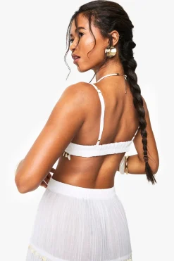 Crop Top de Plage Orné de Coquillages
