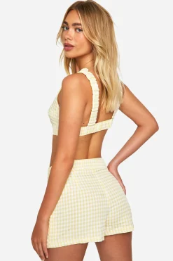 Crop Top dos nu à carreaux