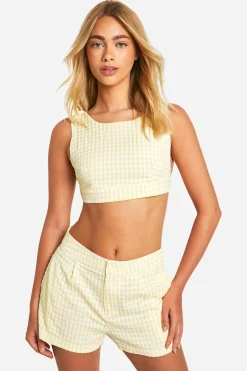 Crop Top dos nu à carreaux