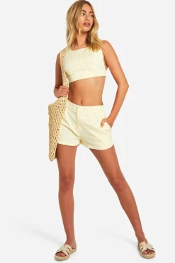 Crop Top dos nu à carreaux