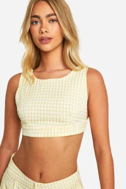Crop Top dos nu à carreaux