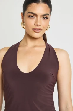 Crop Top Moulant à Col Licou