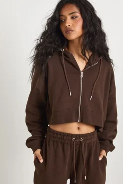 Crop top à ourlet profond 3 pièces survêtement à capuche