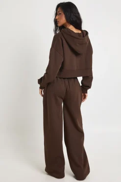 Crop top à ourlet profond 3 pièces survêtement à capuche