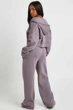 Crop top à ourlet profond, survêtement à capuche 3 pièces