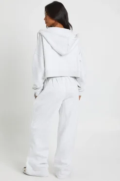 Crop top petite à l'ourlet plongeant 3 pièces survêtement à capuche