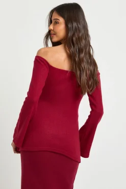 Côtelé brossé Bardot à taille nouée Lonline haut