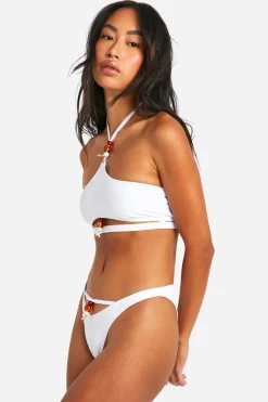 Culotte bikini hipster à garniture de coquilles perlées