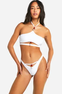 Culotte bikini hipster à garniture de coquilles perlées