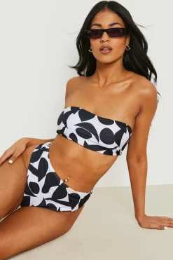 boohoo Culotte bikini mono abstraite taille haute pour grandes tailles<Femme Maillots De Bain|Tenues De Plage