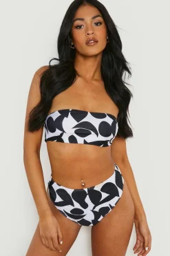 boohoo Culotte bikini mono abstraite taille haute pour grandes tailles<Femme Maillots De Bain|Tenues De Plage
