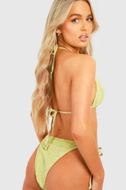 boohoo Culotte bikini texturée à nouer sur le côté<Femme Maillots De Bain|Tenues De Plage