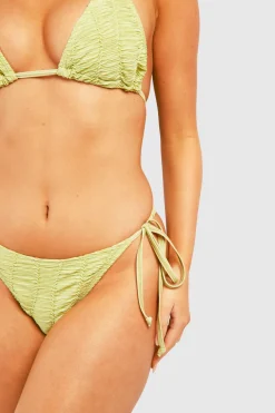 boohoo Culotte bikini texturée à nouer sur le côté<Femme Maillots De Bain|Tenues De Plage