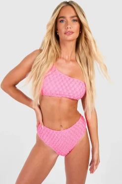 boohoo Culotte Bikini Texturée à Taille Haute<Femme Maillots De Bain|Tenues De Plage