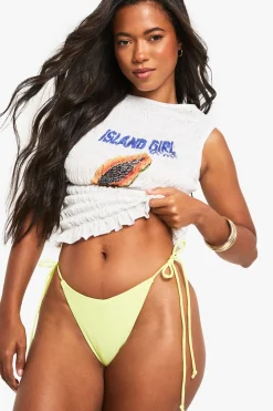 Culotte de bikini froncée avec nœud latéral aux fesses
