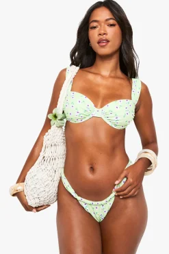 Culotte de bikini froncée fleurie
