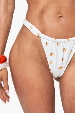 Culotte de Bikini Froncée à Imprimé Mandarine