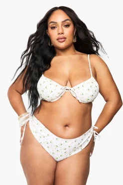 Culotte De Bikini Grande Taille À Imprimé Fleuri Ditsy Avec Fronces Et Liens Latéraux