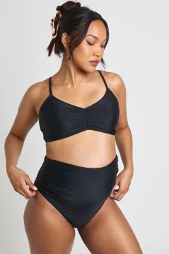 Culotte De Bikini Maternité Taille Haute Froncée