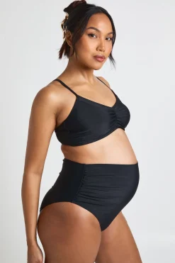Culotte De Bikini Maternité Taille Haute Froncée