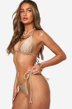 Culotte de bikini à nouage latéral tressé
